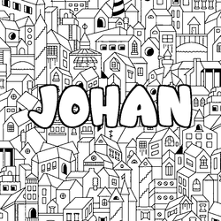 Coloraci&oacute;n del nombre JOHAN - decorado ciudad