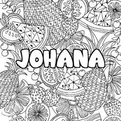 Coloraci&oacute;n del nombre JOHANA - decorado mandala de frutas