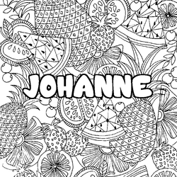 Coloraci&oacute;n del nombre JOHANNE - decorado mandala de frutas