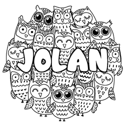 Coloraci&oacute;n del nombre JOLAN - decorado b&uacute;hos