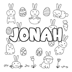 Coloraci&oacute;n del nombre JONAH - decorado Pascua
