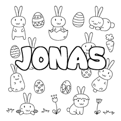 Coloraci&oacute;n del nombre JONAS - decorado Pascua