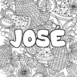 Coloraci&oacute;n del nombre JOS&Eacute; - decorado mandala de frutas