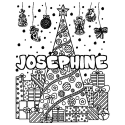 Coloraci&oacute;n del nombre JOS&Eacute;PHINE - decorado &aacute;rbol de Navidad y regalos