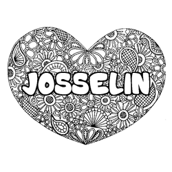 Coloraci&oacute;n del nombre JOSSELIN - decorado mandala de coraz&oacute;n