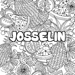 Coloraci&oacute;n del nombre JOSSELIN - decorado mandala de frutas