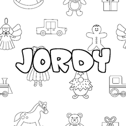 Coloraci&oacute;n del nombre JORDY - decorado juguetes