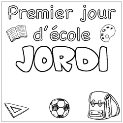 Coloraci&oacute;n del nombre JORDI - decorado primer d&iacute;a de escuela