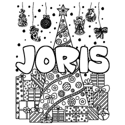 Coloraci&oacute;n del nombre JORIS - decorado &aacute;rbol de Navidad y regalos