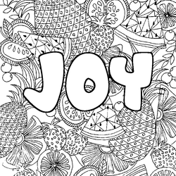 Coloraci&oacute;n del nombre JOY - decorado mandala de frutas
