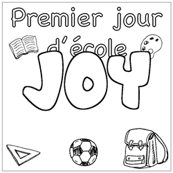 Coloraci&oacute;n del nombre JOY - decorado primer d&iacute;a de escuela