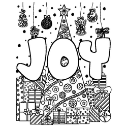 Coloraci&oacute;n del nombre JOY - decorado &aacute;rbol de Navidad y regalos