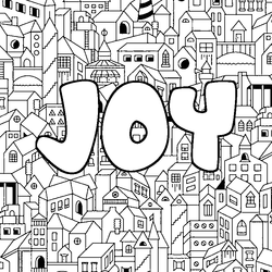 Coloraci&oacute;n del nombre JOY - decorado ciudad
