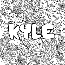 Coloraci&oacute;n del nombre KYLE - decorado mandala de frutas