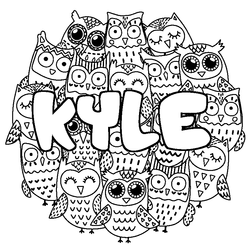 Coloraci&oacute;n del nombre KYLE - decorado b&uacute;hos