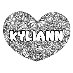 Coloraci&oacute;n del nombre KYLIANN - decorado mandala de coraz&oacute;n