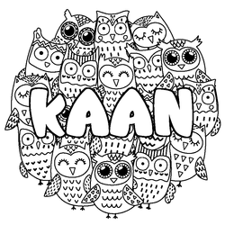 Coloraci&oacute;n del nombre KAAN - decorado b&uacute;hos