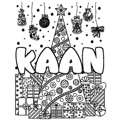Coloraci&oacute;n del nombre KAAN - decorado &aacute;rbol de Navidad y regalos