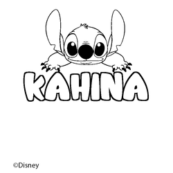 Coloraci&oacute;n del nombre KAHINA - decorado Stitch
