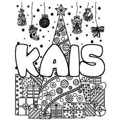 Coloraci&oacute;n del nombre KAIS - decorado &aacute;rbol de Navidad y regalos