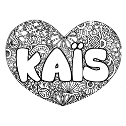 Coloraci&oacute;n del nombre KA&Iuml;S - decorado mandala de coraz&oacute;n