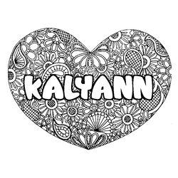 Coloraci&oacute;n del nombre KALYANN - decorado mandala de coraz&oacute;n