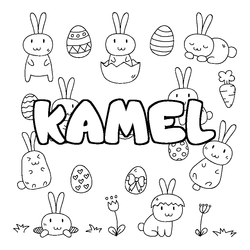 Coloraci&oacute;n del nombre KAMEL - decorado Pascua
