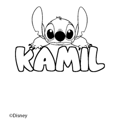 Coloraci&oacute;n del nombre KAMIL - decorado Stitch