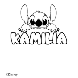 Coloraci&oacute;n del nombre KAMILIA - decorado Stitch