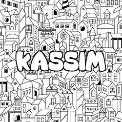 Coloraci&oacute;n del nombre KASSIM - decorado ciudad