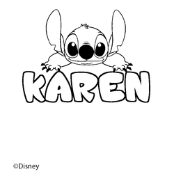 Coloraci&oacute;n del nombre KAREN - decorado Stitch