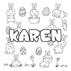 Coloraci&oacute;n del nombre KAREN - decorado Pascua