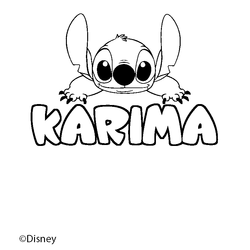 Coloraci&oacute;n del nombre KARIMA - decorado Stitch