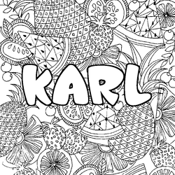 Coloraci&oacute;n del nombre KARL - decorado mandala de frutas