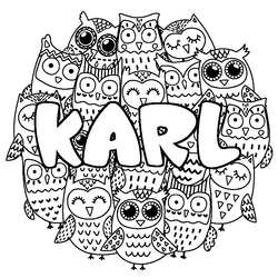 Coloraci&oacute;n del nombre KARL - decorado b&uacute;hos
