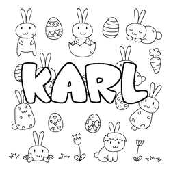 Coloraci&oacute;n del nombre KARL - decorado Pascua