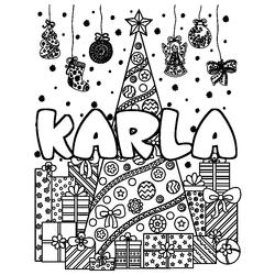 Coloraci&oacute;n del nombre KARLA - decorado &aacute;rbol de Navidad y regalos