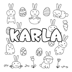 Coloraci&oacute;n del nombre KARLA - decorado Pascua