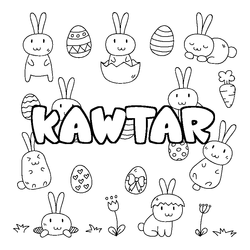Coloraci&oacute;n del nombre KAWTAR - decorado Pascua