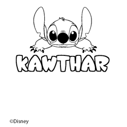 Coloraci&oacute;n del nombre KAWTHAR - decorado Stitch