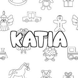 Coloraci&oacute;n del nombre KATIA - decorado juguetes