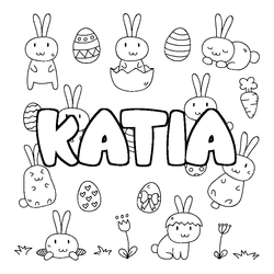 Coloraci&oacute;n del nombre KATIA - decorado Pascua