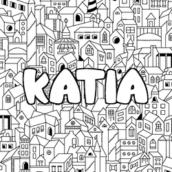 Coloraci&oacute;n del nombre KATIA - decorado ciudad