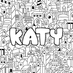 Coloraci&oacute;n del nombre KATY - decorado ciudad