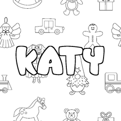 Coloraci&oacute;n del nombre KATY - decorado juguetes