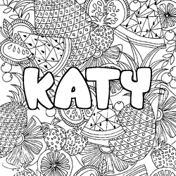 Coloraci&oacute;n del nombre KATY - decorado mandala de frutas