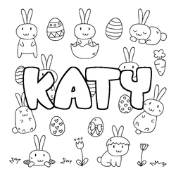 Coloraci&oacute;n del nombre KATY - decorado Pascua
