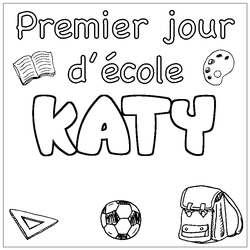 Coloraci&oacute;n del nombre KATY - decorado primer d&iacute;a de escuela