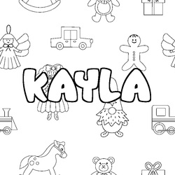 Coloraci&oacute;n del nombre KAYLA - decorado juguetes