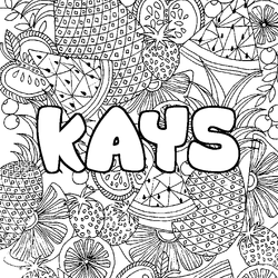 Coloraci&oacute;n del nombre KAYS - decorado mandala de frutas
